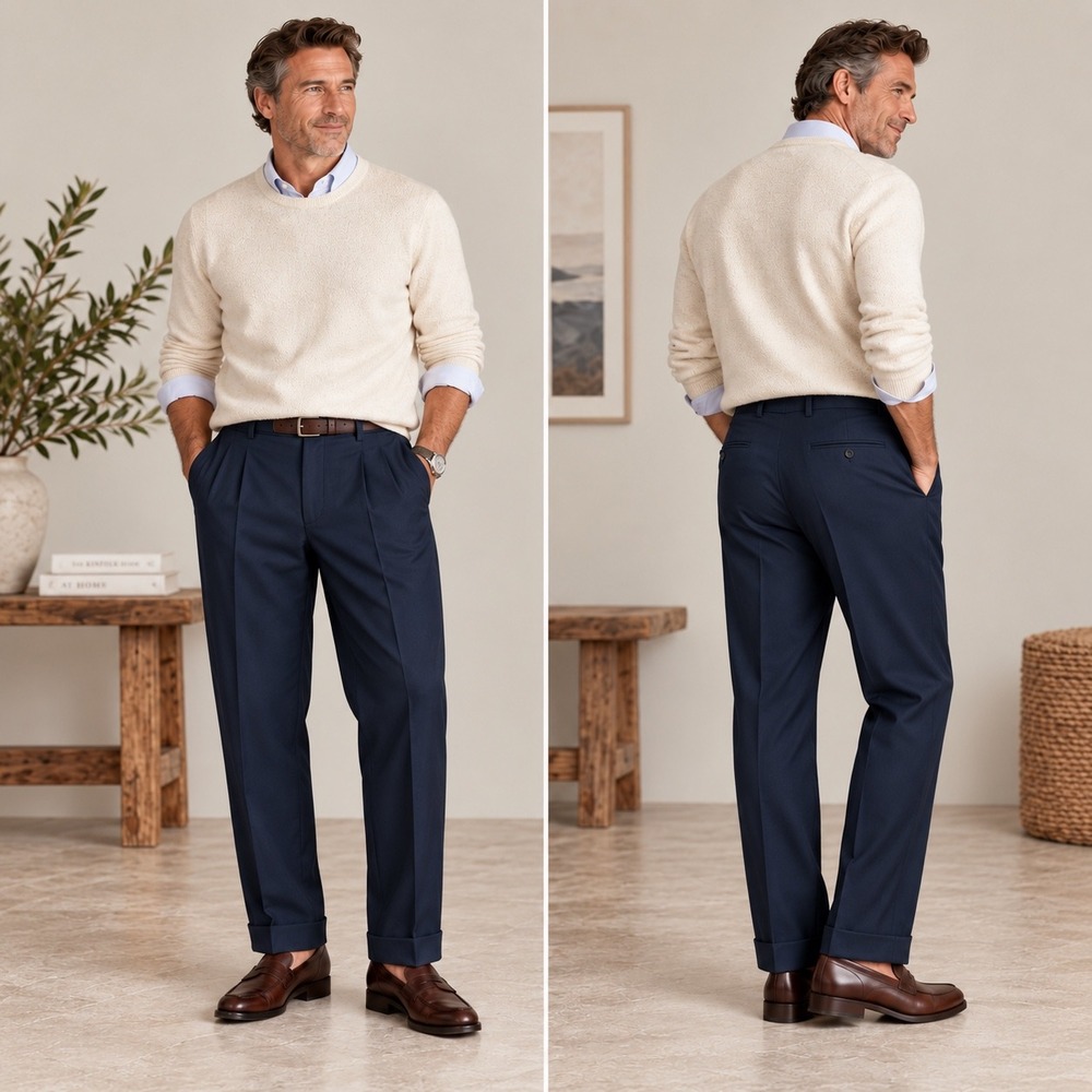 Sartoria Menchetti Pleated Wool Trousers Pants Mens 38 Navy Blue
Italy Luxury